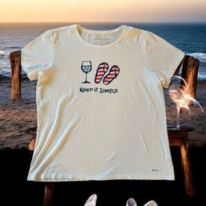 Life Is Good Fitted White Short Sleeve Tee